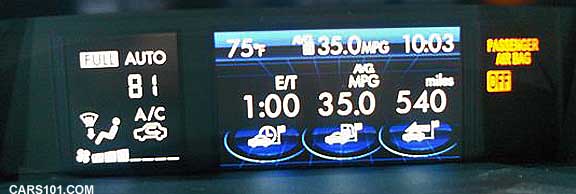 subaru hybrid color info display with fuel economy mpg readings