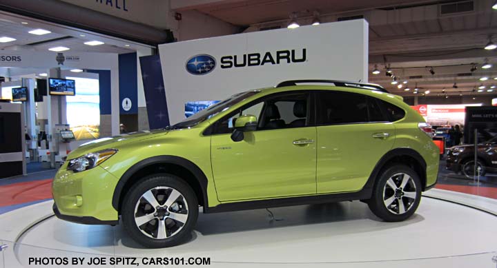 side view plasma green hybrid crosstrek at seattle auto show 2013