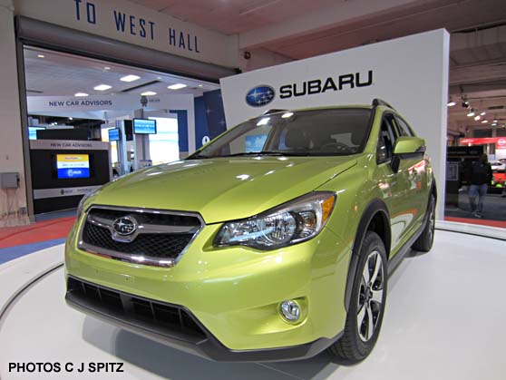 2014 plasma green subaru xv crosstrek hybrid at the 2013 seattle auto show