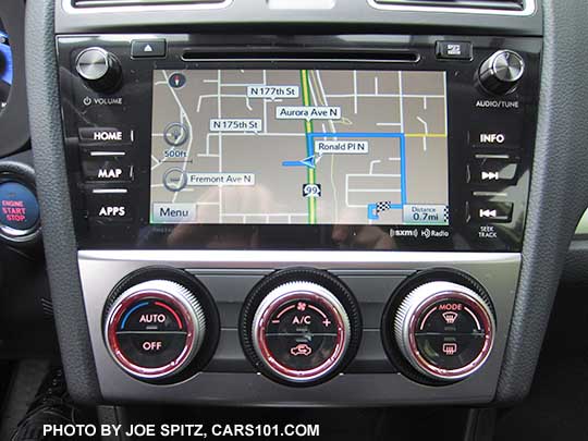 2015 Crosstrek Hybrid Touring 7" LCD audio. Shown with climate control system