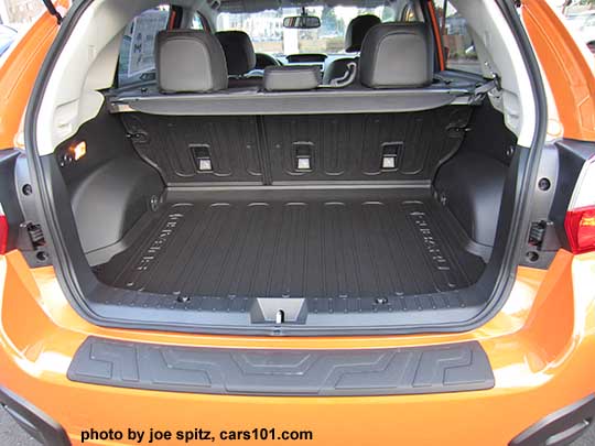 2015 Crosstrek cargo area with optional rear bumper cover and rear seatback protector