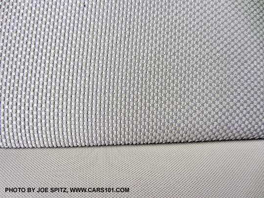 close-up of Subaru XV Crosstrek ivory beige cloth seat material