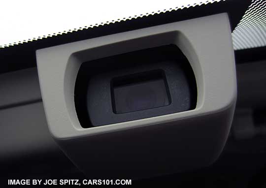 close-up of the Crosstrek eyesight camera lens. Note- don't touch the lens