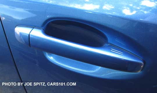 2015 Crosstrek front door handle with the 2 keyless access lock hotspot strips. Quartz Blue