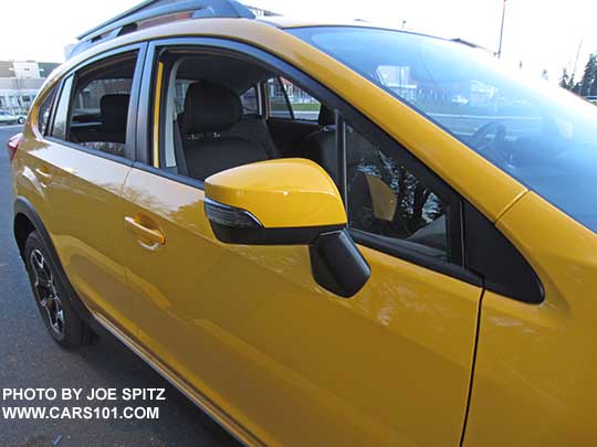 2015 Subaru Sunrise Yellow Crosstrek Premium Special Edition outside mirror with integrated turn signal