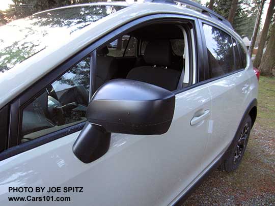 2015 Crosstrek outside mirror, unpainted black, on 2.0i model only. Khaki shown