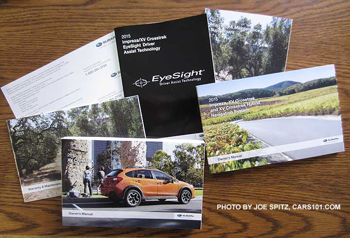2015 Subaru Crosstrek owners manual package- warranty, maintenance, navigation, bluetooth audio, eyesight quick guides