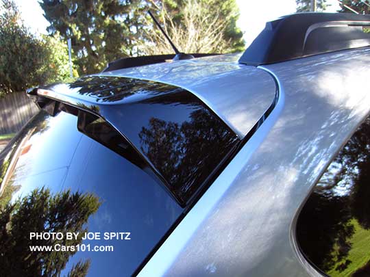 2015 Subaru Crosstrek Hybrid, Touring standard body colored rear spoiler with black trailing edge.  ice silver shown