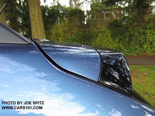 2015 quartz blue Crosstrek Hybrid, Touring standard rear spoiler with black trailing edge. There is no optional rear spoiler on 2015 Crosstrek Hybrids
