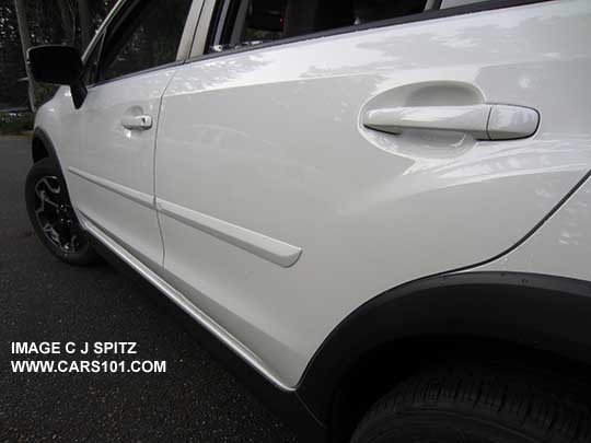 2015 Crosstrek optional body side moldings, body colored,  crystal white shown