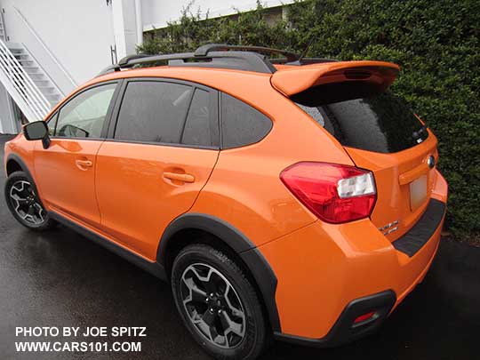 2015 Subaru Crosstrek optional rear bumper cover, rear spoiler, tangerine orange