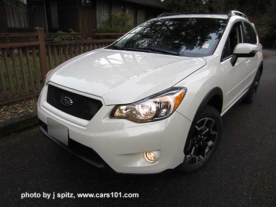 2015 crystal white Crosstrek with optional sport mesh front grill