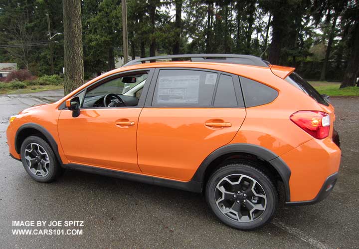 side view 2015 Subaru Crosstrek, tangerine orange color