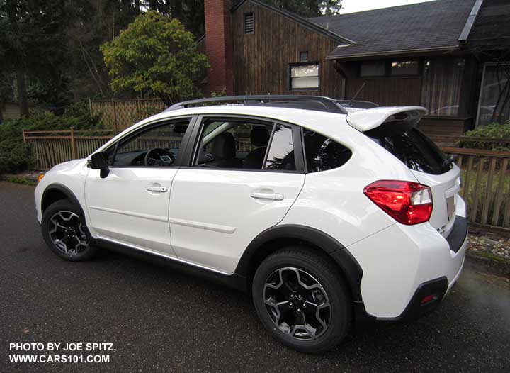 2015 Crosstrek with side moldings, rear spoiler, crystal white