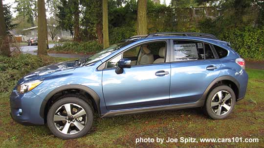 side view 2015 Subaru Crosstrek Hybrid, Quartz Blue color