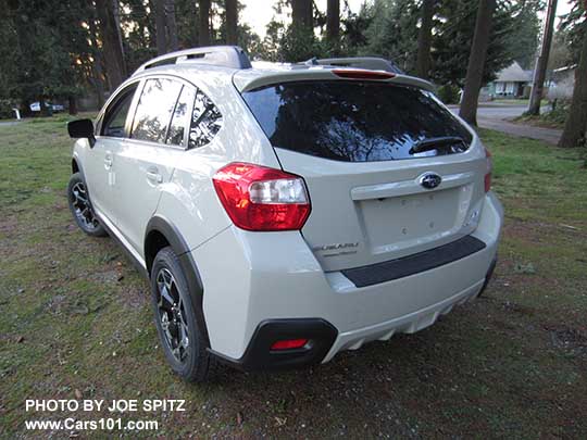 rear view 2015 Crosstrek 2.0i base model with manual ytransmission only. new model for 2015. desert khaki color shown