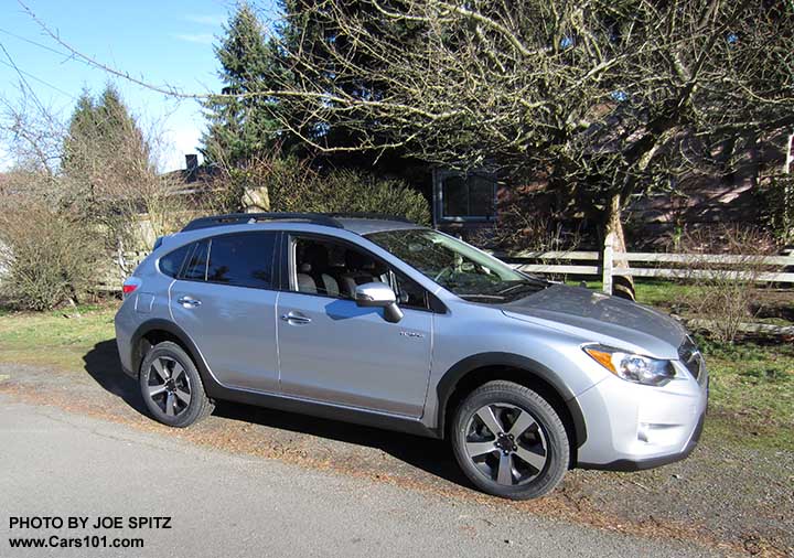 side view 2015 ice silver Crosstrek Hyrbid