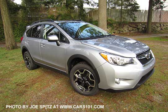 2015 ice silver Subaru Crosstrek, with optional rear spoiler