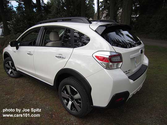 crystal white 2015 Crosstrek Hybrid rear corner view