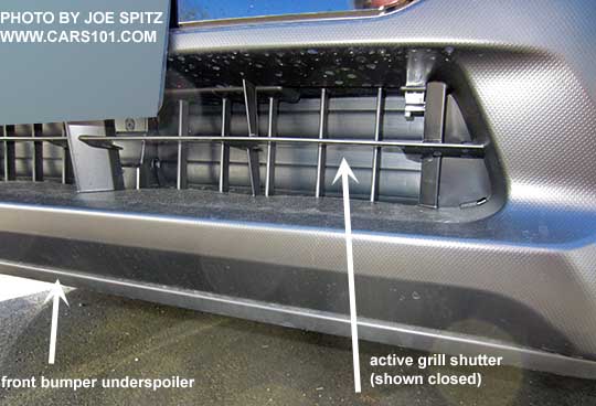 Close-up of the 2016 Crosstrek Hybrid  Active Grill Shutter that  opens/closes to help air flow and improve fuel economy. Shown closed