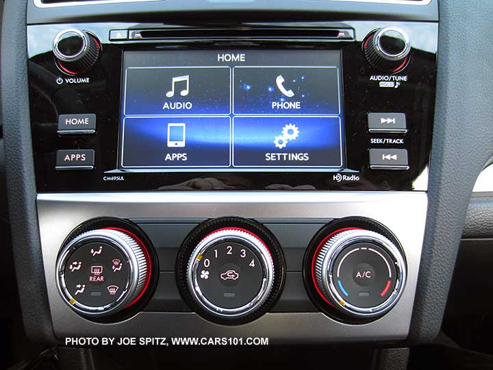 2016 Crosstrek audio system, 2.0i and Premium 6.2" screen shown