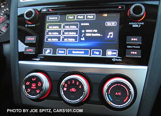 2016 Crosstrek audio system, 2.0i and Premium 6.2" screen shown, Premium shown