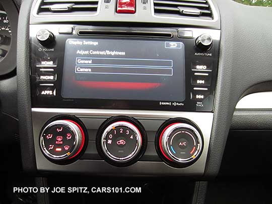 2016 Crosstrek audio system, Limited 7" screen shown with red color background
