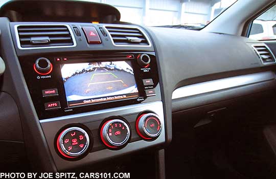 2016 Subaru Crosstrek rear view backup camera displays in the audio screen. 6.2" system shown