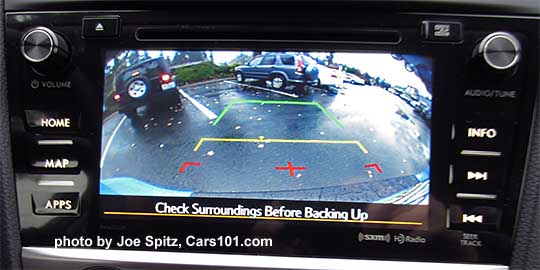 2016 Subaru Crosstrek rear view backup camera displays in the audio system screen. 7" system shown
