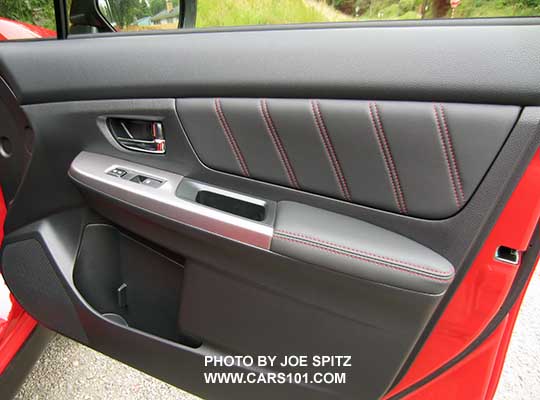2016 Subaru Crosstrek Premium Special Edition inner door panel with leatherette trim with red stitching
