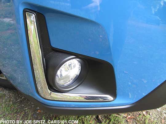 2016 Crosstrek foglight with new chrome accent trim, hyperblue color shown