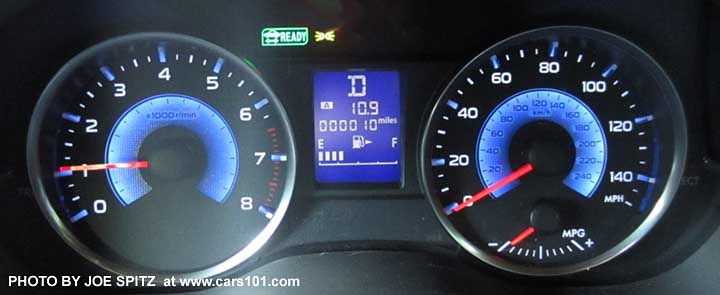 2016 Crosstrek Hybrid blue illuminated dashboard gauges