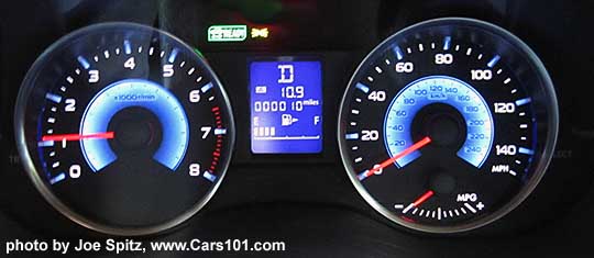 2016 Crosstrek Hybrid blue illuminated gauges