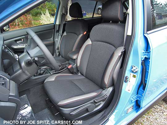 2016 Subaru Crosstrek black cloth interior with orange stitching