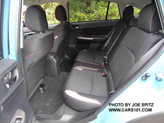 2016 Subaru Crosstrek Premium black cloth rear seat with orange stitching