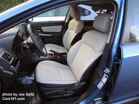 2016 Subaru Crosstrek Limited front seats, ivory leather shown with orange stitching