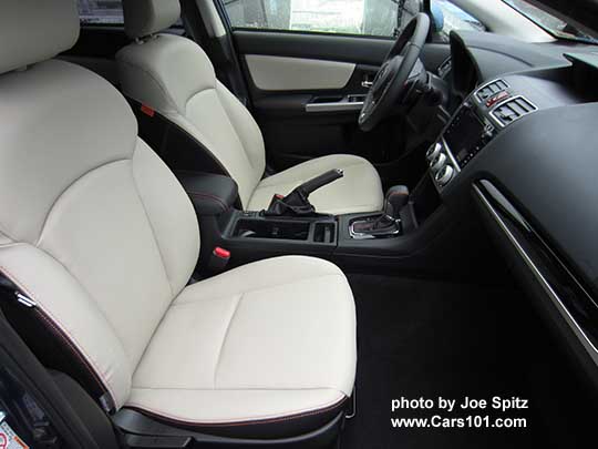 2016 Crosstrek Limited front seats, ivory leather, gloss black dash trim and shift surround