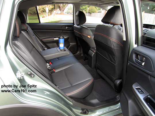 2016 Subaru Crosstrek Hybrid Touring black leather rear seat with armrest down