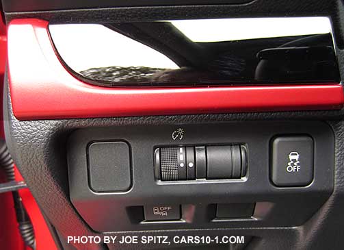 closeup of the 2016 Crosstrek Premium Special Edition  red and gloss black dash trim