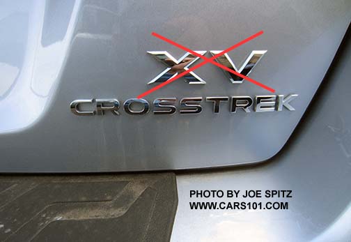 2016 Subaru Crosstrek does not have "XV" in the rear logo. 2015 rear logo shown with XV.
