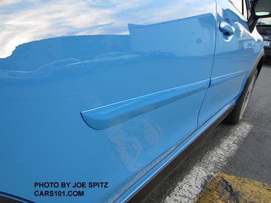 optional body side moldings, body colored, 2016 Subaru Crosstrek, hyperblue color shown.