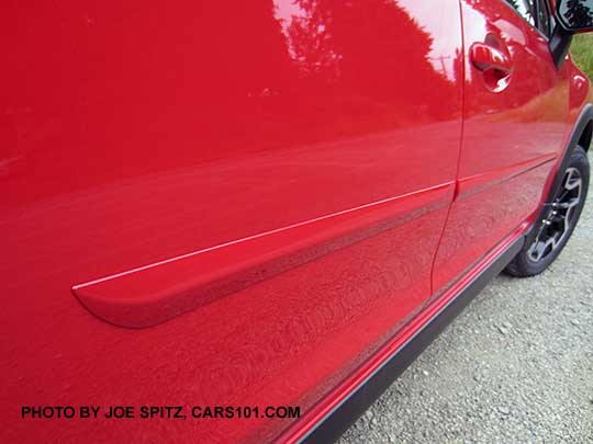 optional body side moldings on a pure red 2016 Subaru Crosstrek Premium Special Edition.