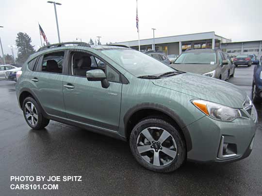 2016 Subaru Crosstrek Hybrid Touring in the rain. Jasmine Green color