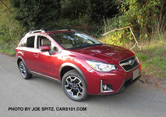 front and side view 2016 Subaru Crosstrek. Venetian Red color shown