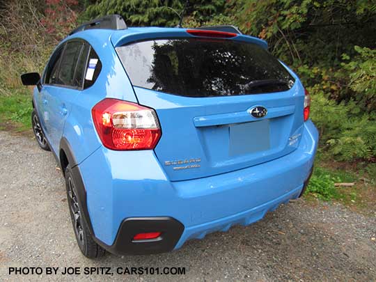 2016 Crosstrek Premium, hyperblue color. Shown without one of the two optional rear spoilers and also without the optional rear bumper cover 2016 Crosstrek Premium, hyperblue color. Shown without one of the two optional rear spoilers and also without the optional rear bumper cover
