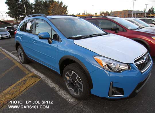 2016 Crosstrek Limited, hyperblue color, with white shipping plastic still on the upper surfaces