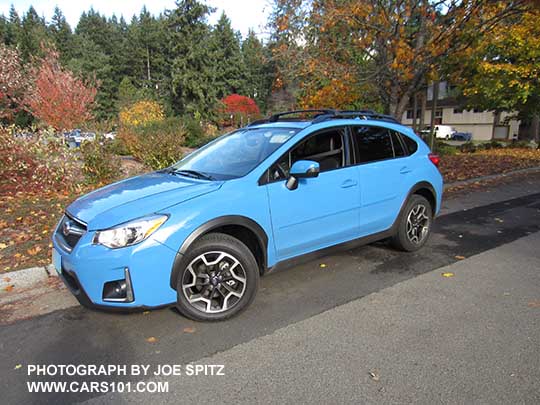 2016 HyperBlue Subaru Crosstrek Limited with optional side moldings