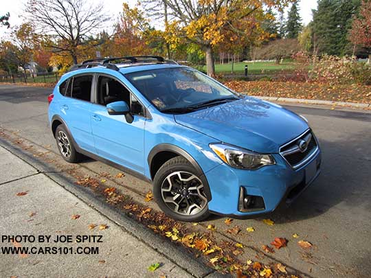 2016 HyperBlue Subaru Crosstrek Limited with optional side moldings