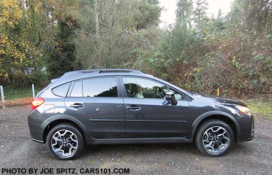2016 Subaru Crosstrek with optional body side moldings. Dark gray car shown