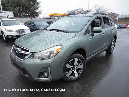 Subaru Crosstrek Hybrid Touring in the rain. Jasmine Green.